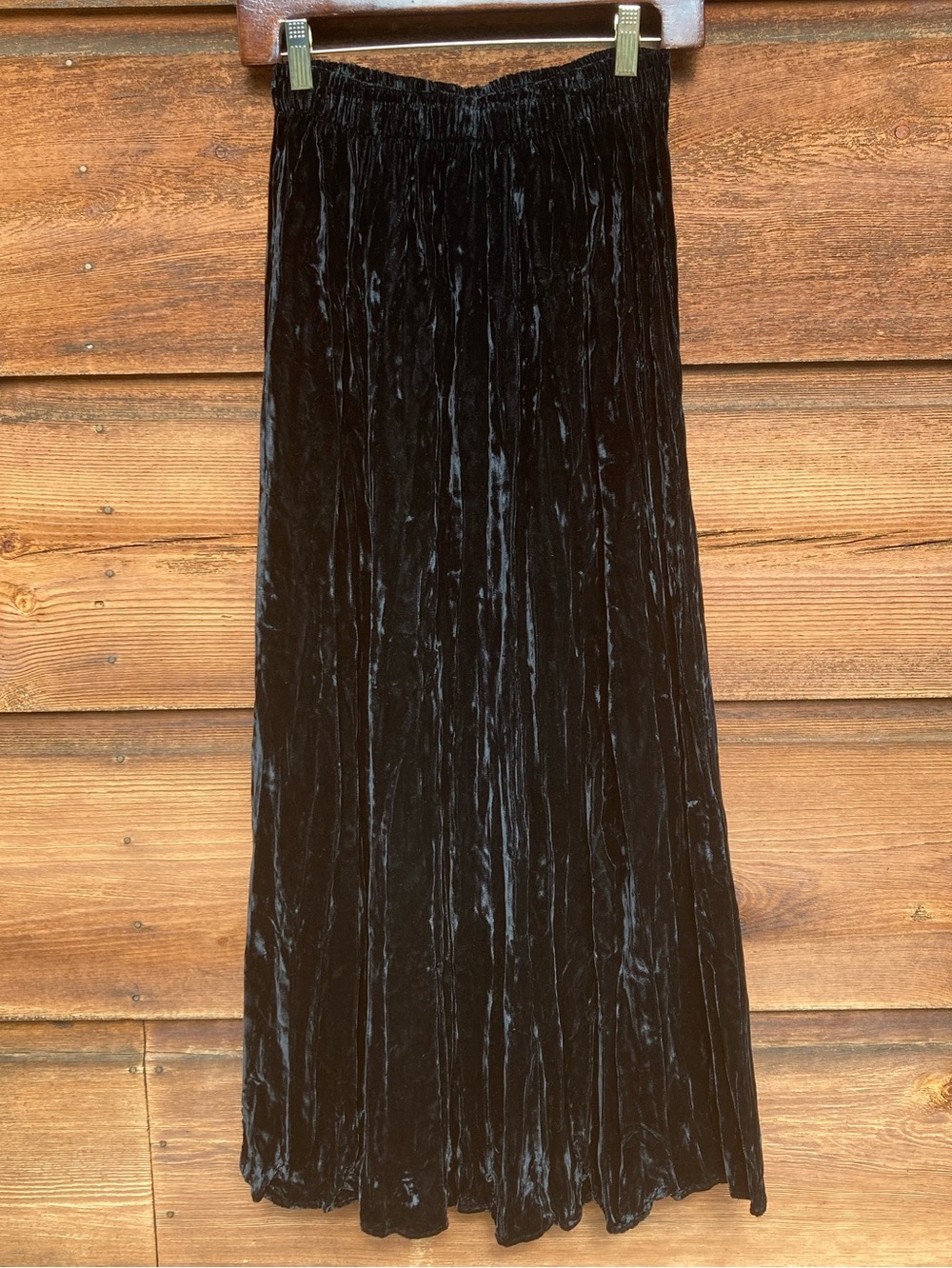 Vintage Velvet Midi Skirt Elastic Waist